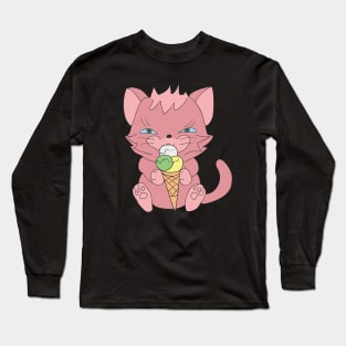 Cat with ice cream Long Sleeve T-Shirt